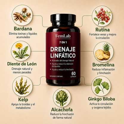 FemLab® -  Drena Naturalmente la Hinchazón del Rostro, Abdomen y Piernas