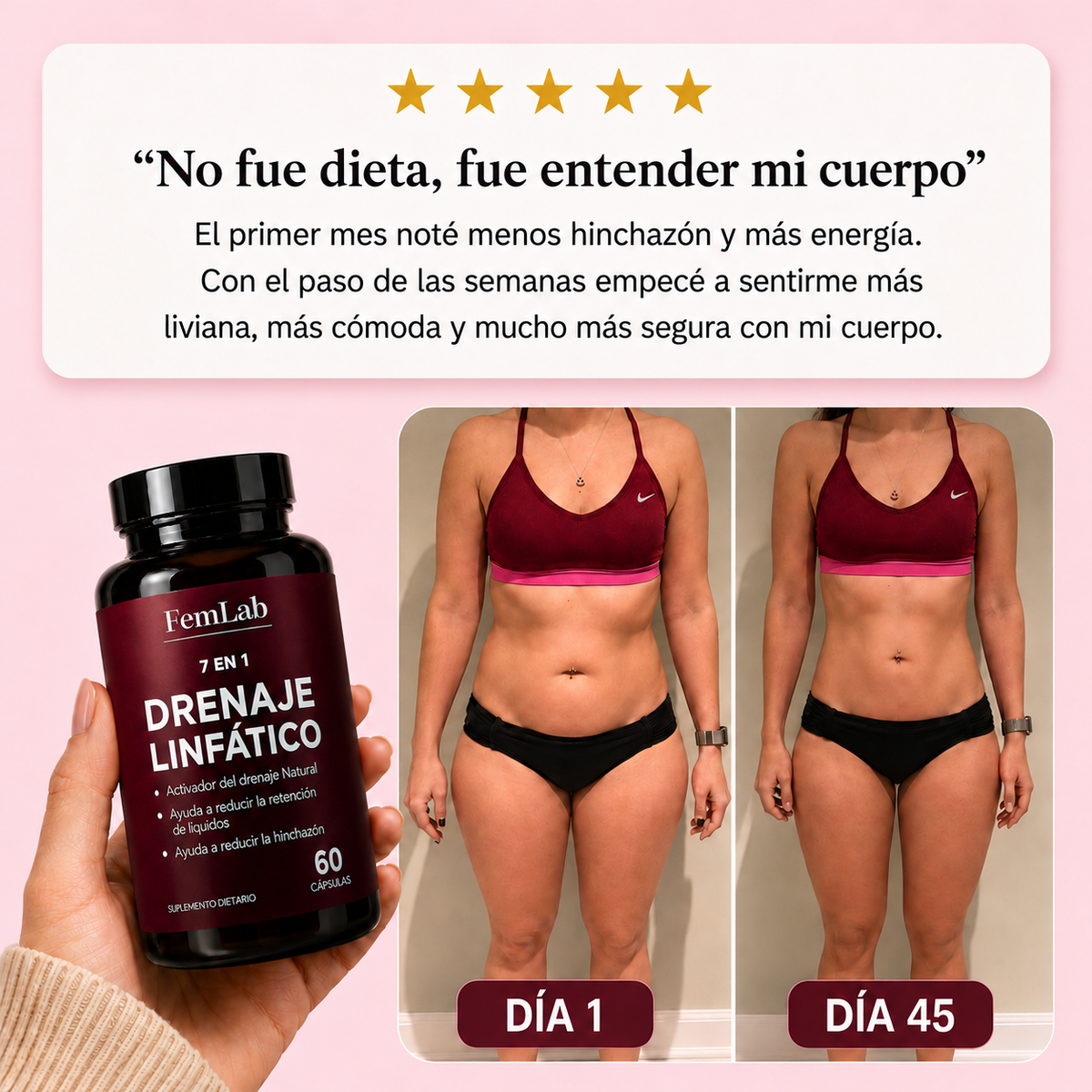 FemLab® -  Drena la Hinchazón del Rostro, Abdomen, Piernas y Brazos